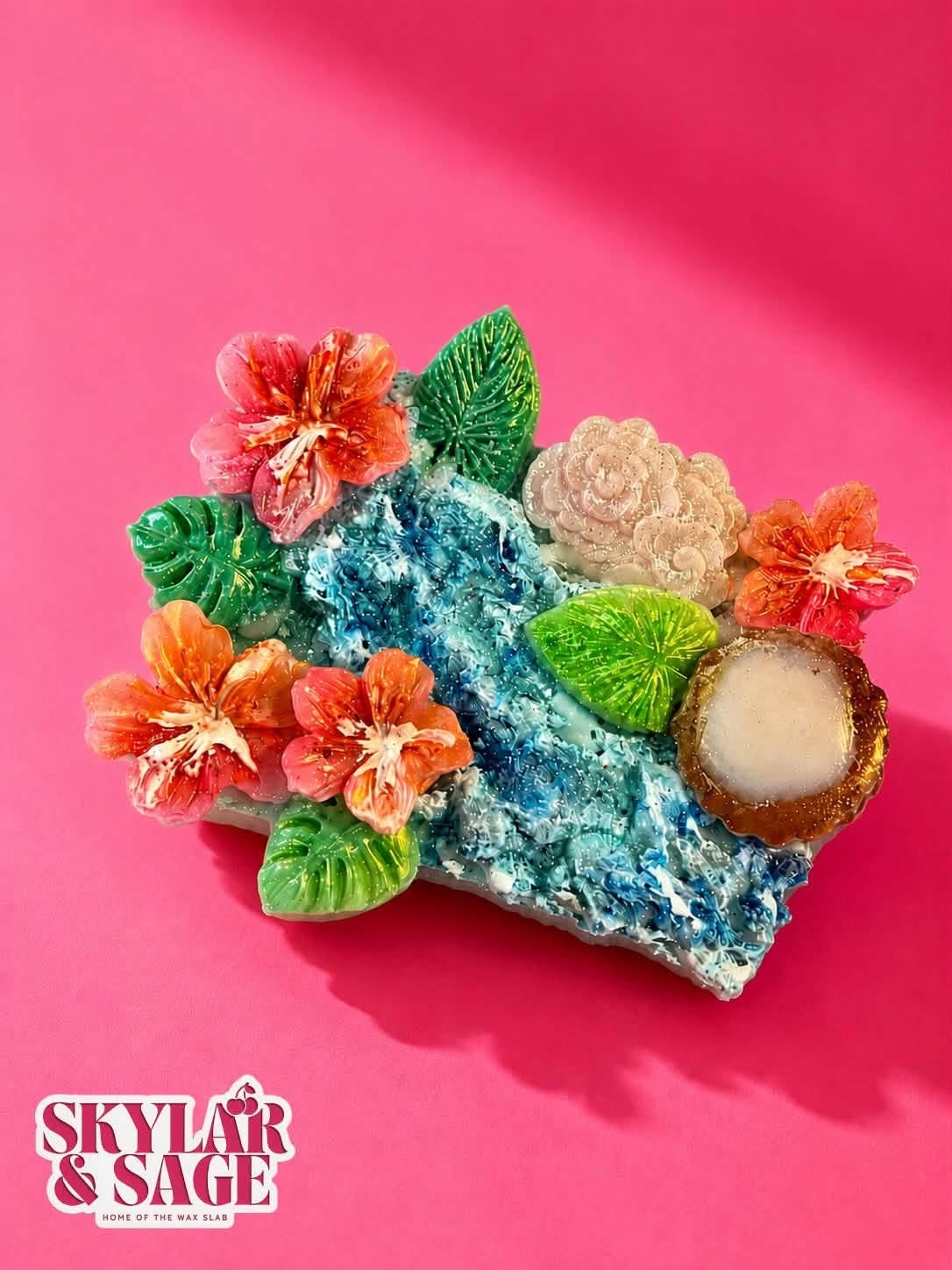 Tropical floral wax slab by Skylar & Sage — handmade scented wax slab