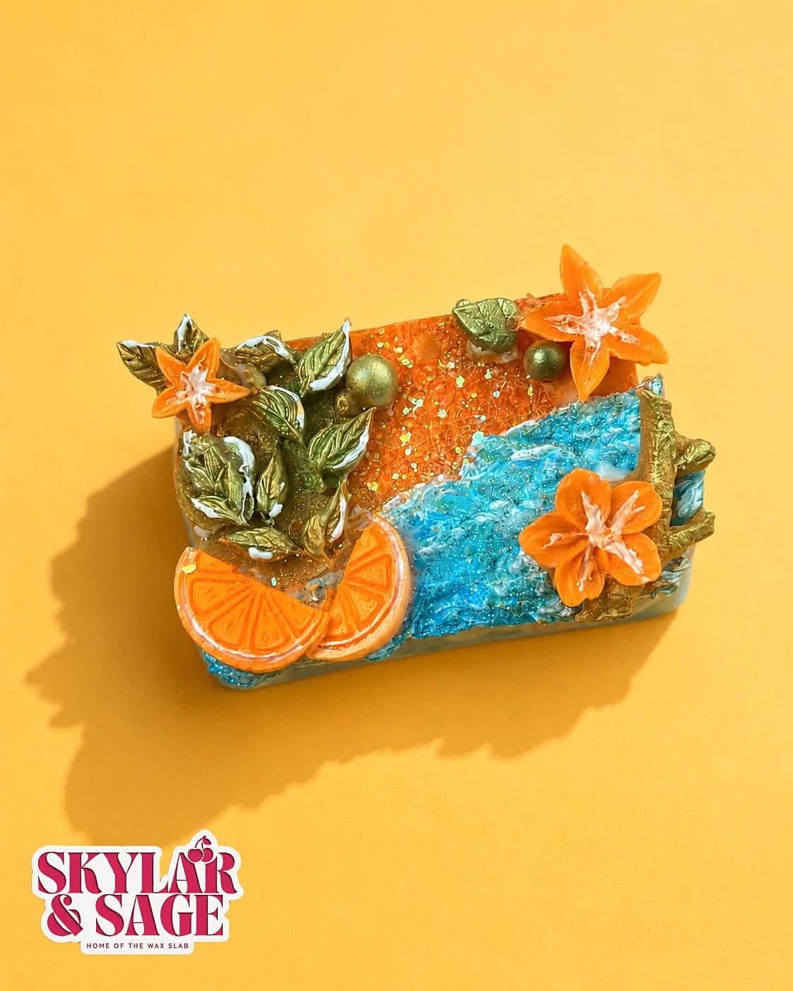 Citrus orange wax slab by Skylar & Sage — handmade scented wax slab