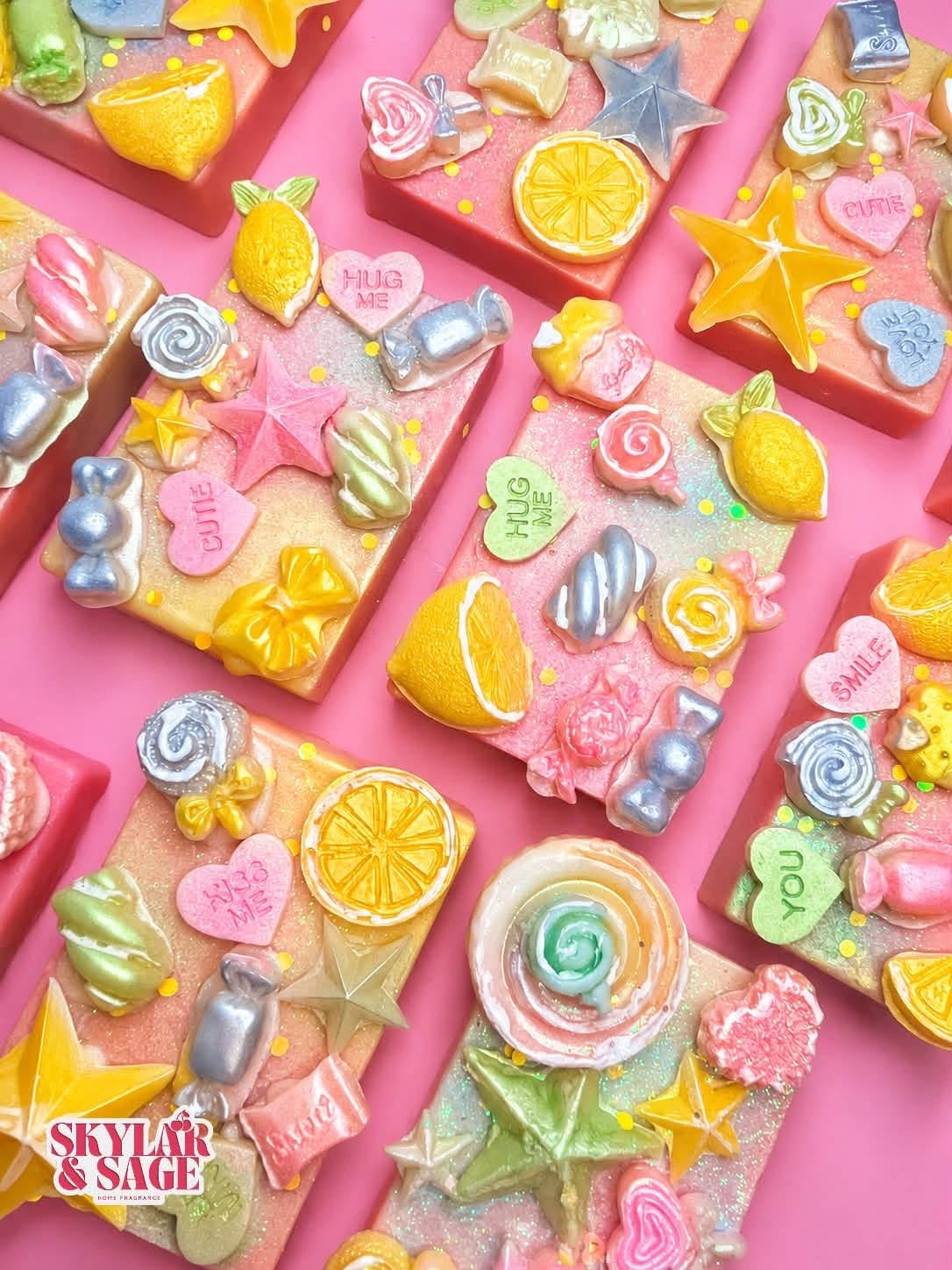 Fruity citrus-themed wax slabs by Skylar & Sage — handmade scented wax slabs